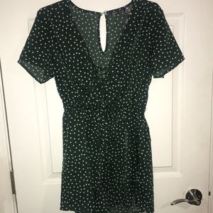BUNDLE! 2 green and white polka dot rompers